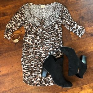 3/4 sleeve leopard shirt